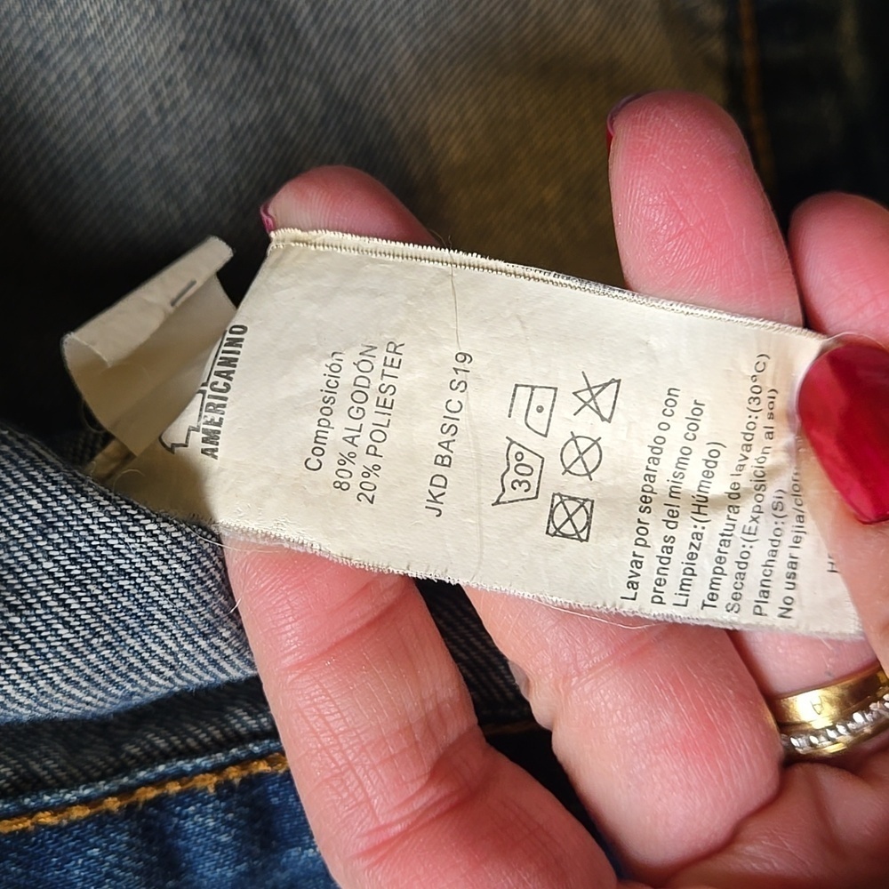 AMERICANINO Distressed Indigo Denim Jacket size L - Picture 8 of 8